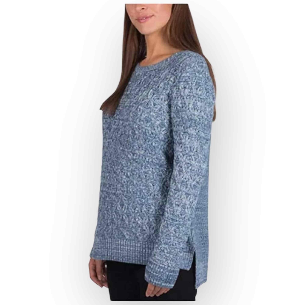 NWT Jeanne Pierre Women Blue Cotton Fisherman Cable-Knit Sweater Small W101S